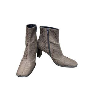 Coach Brianna womans 3" block heel canvas monogram ankle boots sz 7.5B SKU 9824